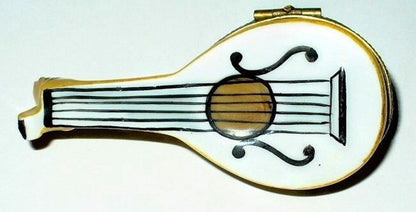 LIMOGES FRANCE BOX ~ MANDOLIN ~ LUTE ~ MUSICAL INSTRUMENT OF LOVE ~ PEINT MAIN