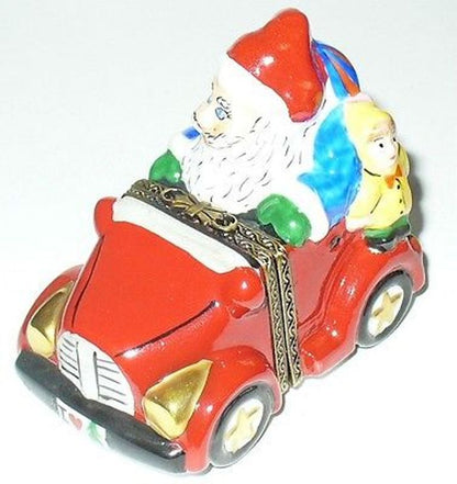 LIMOGES BOX - CHRISTMAS - SANTA CLAUS & "JOLLY JALOPY" CAR - CHRISTOPHER RADKO ~ MIB