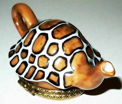 LIMOGES BOX - CHAMART - TURTLE TEAPOT & GARDEN SNAIL - TEA POT - TORTOISE SHELL