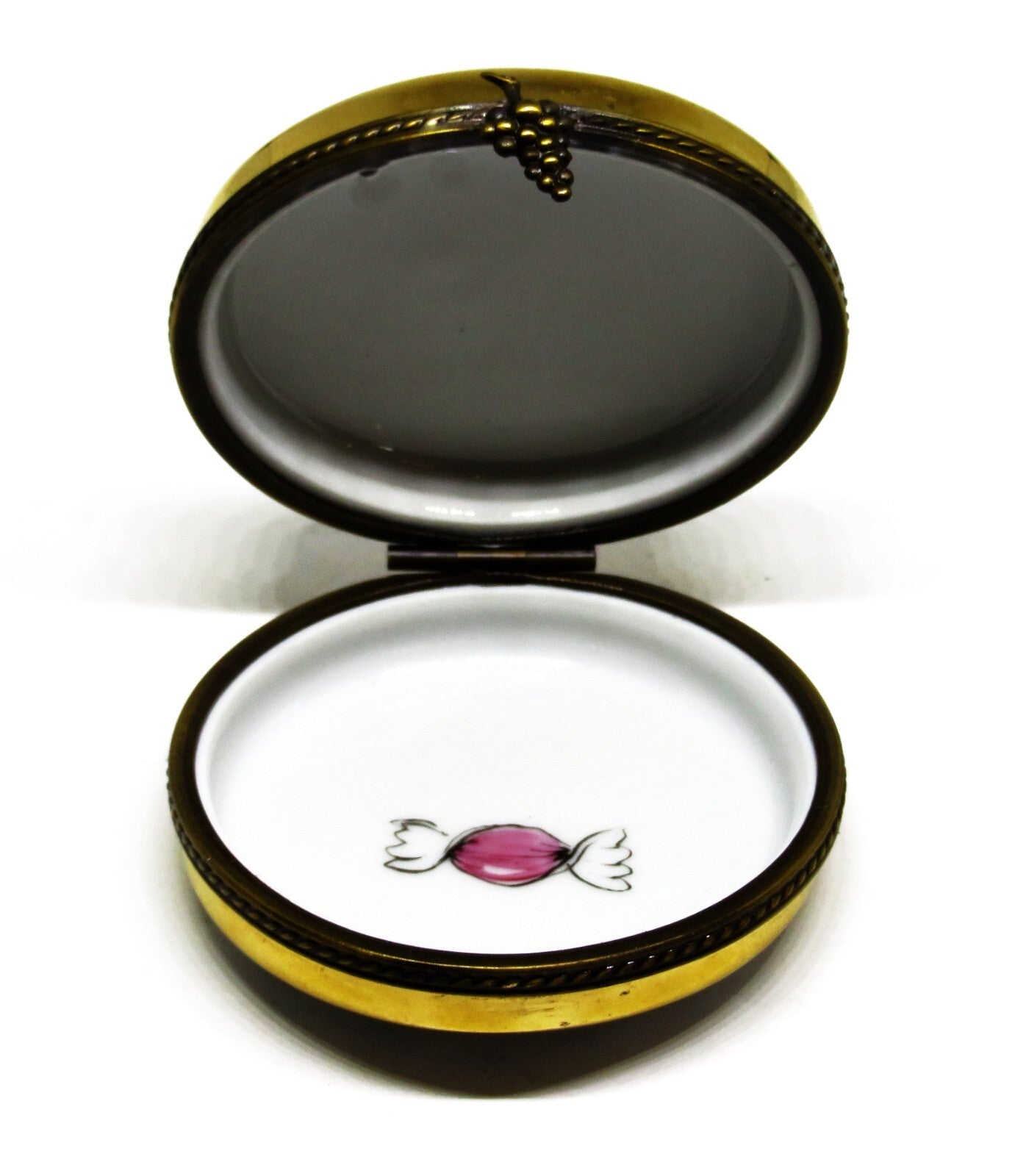 LIMOGES FRANCE BOX - EXIMIOUS - 'TIN' OF CANDY - FRUIT BONBONS - GRAPES CLASP