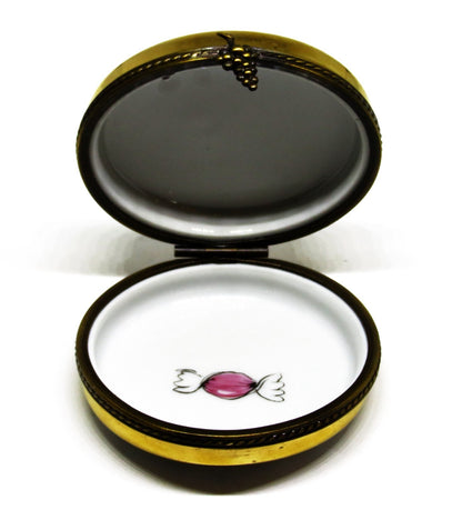 LIMOGES FRANCE BOX - EXIMIOUS - 'TIN' OF CANDY - FRUIT BONBONS - GRAPES CLASP