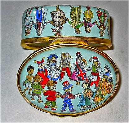 HALCYON DAYS ENAMEL BOX - CHILDREN OF THE WORLD - NEW MILLENNIUM - 2000 - #4084