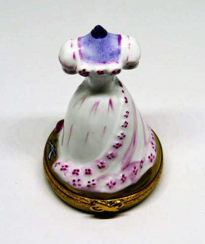 LIMOGES BOX ~ARTORIA~ PROM DRESS ON A MANNEQUIN ~ SEWING ~ SCISSORS ~ PEINT MAIN