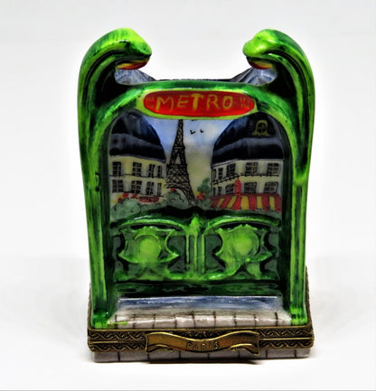 LIMOGES BOX -PARRY-VIEILLE- PARIS FRANCE "METRO" STATION & TICKET - EIFFEL TOWER