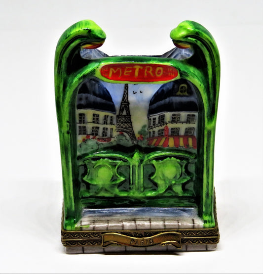 LIMOGES BOX -PARRY-VIEILLE- PARIS FRANCE "METRO" STATION & TICKET - EIFFEL TOWER