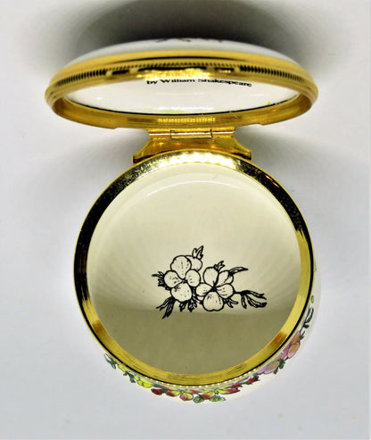 HALCYON DAYS ENAMEL BOX - FLOWERS FROM A "MIDSUMMER NIGHT'S DREAM" - SHAKESPEARE