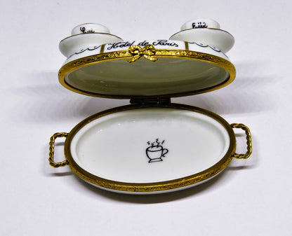LIMOGES BOX- "HOTEL DE PARIS" BREAKFAST SERVING TRAY - CUPS & CHEESE & CROISSANT