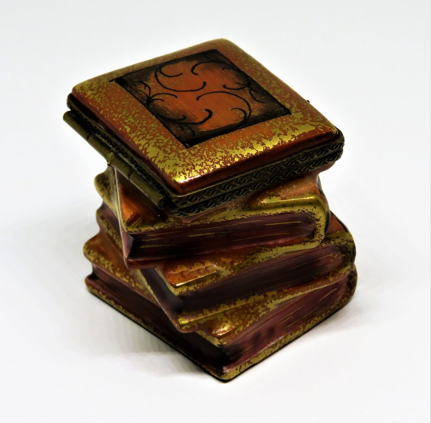 LIMOGES FRANCE BOX - CHAMART - STACK OF ANTIQUE 'LEATHER' BOUND BOOKS