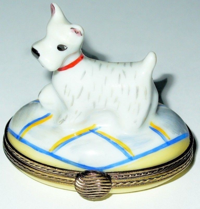 LIMOGES FRANCE BOX ~ WEST HIGHLAND TERRIER ~ DOG ~ PUPPY ~ WESTIE ~ LE 260/300