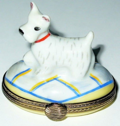 LIMOGES FRANCE BOX ~ WEST HIGHLAND TERRIER ~ DOG ~ PUPPY ~ WESTIE ~ LE 260/300