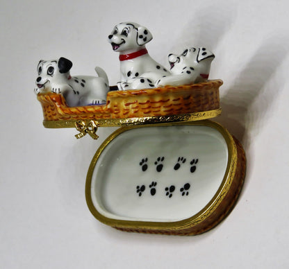 LIMOGES FRANCE BOX- ARTORIA - "101 DALMATIANS" - WALT DISNEY - DOGS - PUPPY - LE