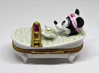 LIMOGES FRANCE BOX - ARTORIA - MINNIE MOUSE TAKING A BUBBLE BATH - DISNEY - LE