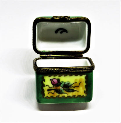 LIMOGES FRANCE BOX -CHAMART- FLORAL CHEST & 2 PERFUME BOTTLES -FLOWERS- ROSEBUDS