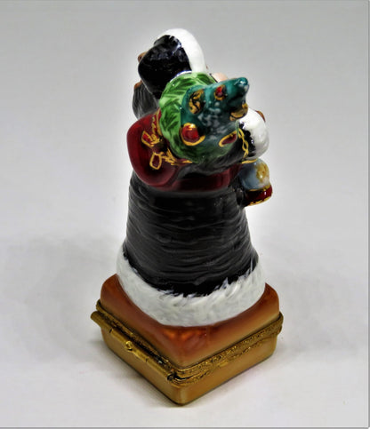 LIMOGES FRANCE BOX - CHRISTMAS - SANTA CLAUS - LYNN HANEY - "REINDEER CROSSING"