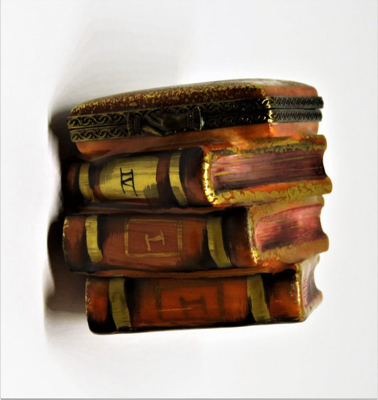 LIMOGES FRANCE BOX - CHAMART - STACK OF ANTIQUE 'LEATHER' BOUND BOOKS