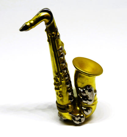 LIMOGES FRANCE BOX ~ ELDA ~ GOLD JAZZ SAXOPHONE ~MUSICAL INSTRUMENT~ LE 15/500