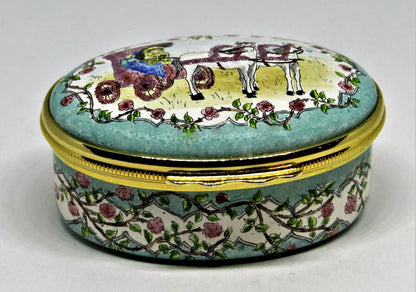 HALCYON DAYS ENAMEL BOX - FIRST TOURNAMENT OF ROSES PARADE - 1890 - PASADENA