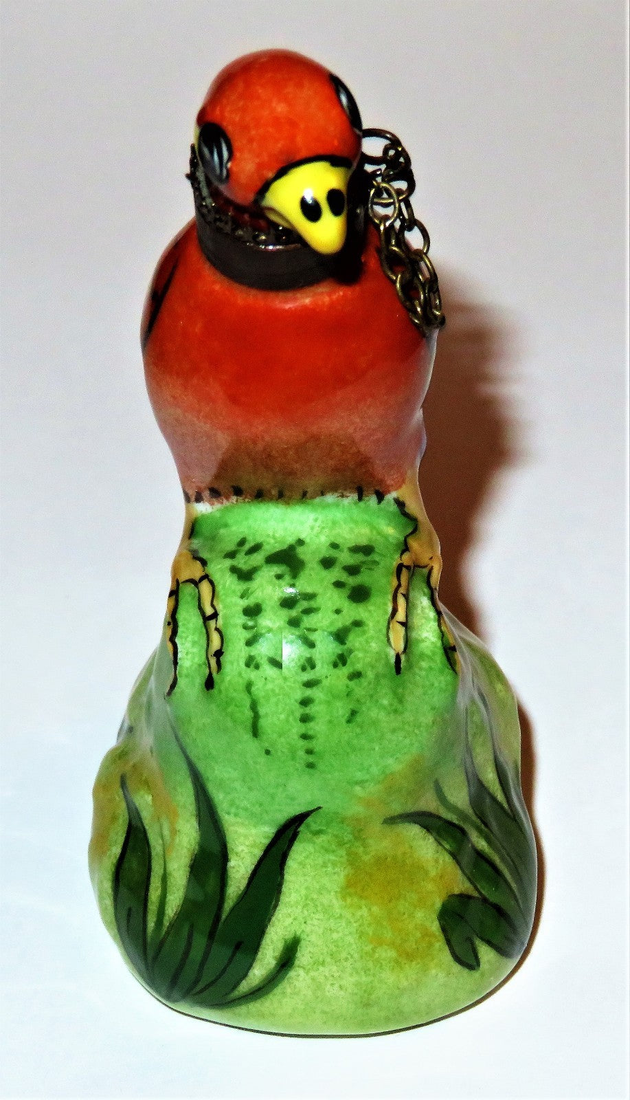 LIMOGES FRANCE BOX - VINTAGE MACAW PARROT PERFUME BOTTLE & CHAIN COLLAR - BIRDS