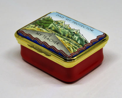 HALCYON DAYS ENGLISH ENAMEL BOX - "DAD, MY PROTECTOR, MY TEACHER" - FATHER'S DAY