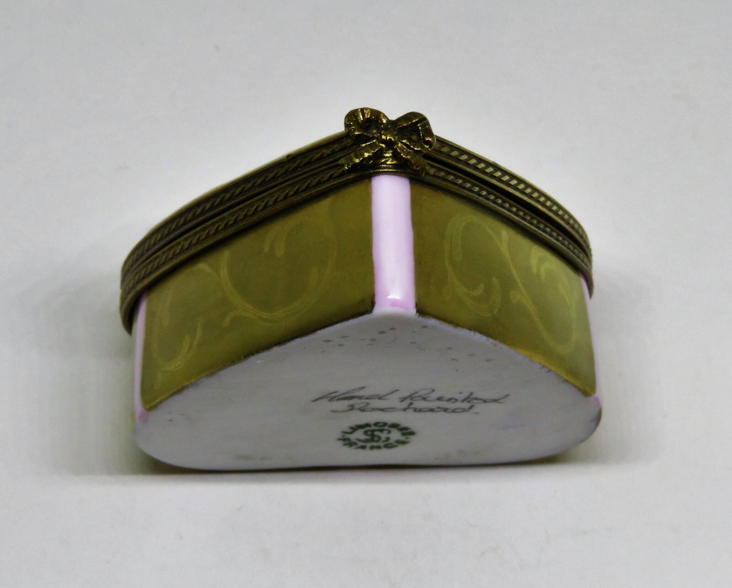 LIMOGES BOX ~ ROCHARD ~ GOLD HEART & CANDY & BOW ~ "WITH LOVE" ~ ANNIVERSARY