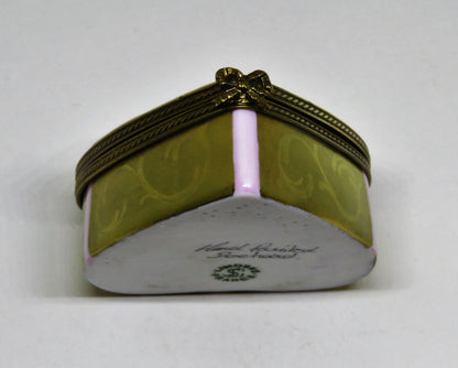 LIMOGES BOX ~ ROCHARD ~ GOLD HEART & CANDY & BOW ~ "WITH LOVE" ~ ANNIVERSARY