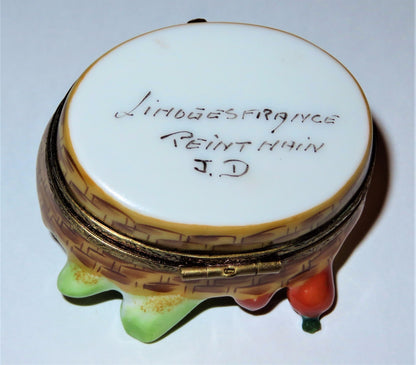 LIMOGES FRANCE BOX - 'WICKER' BASKET & VEGETABLES - CORN & CARROTS & TOMATOES
