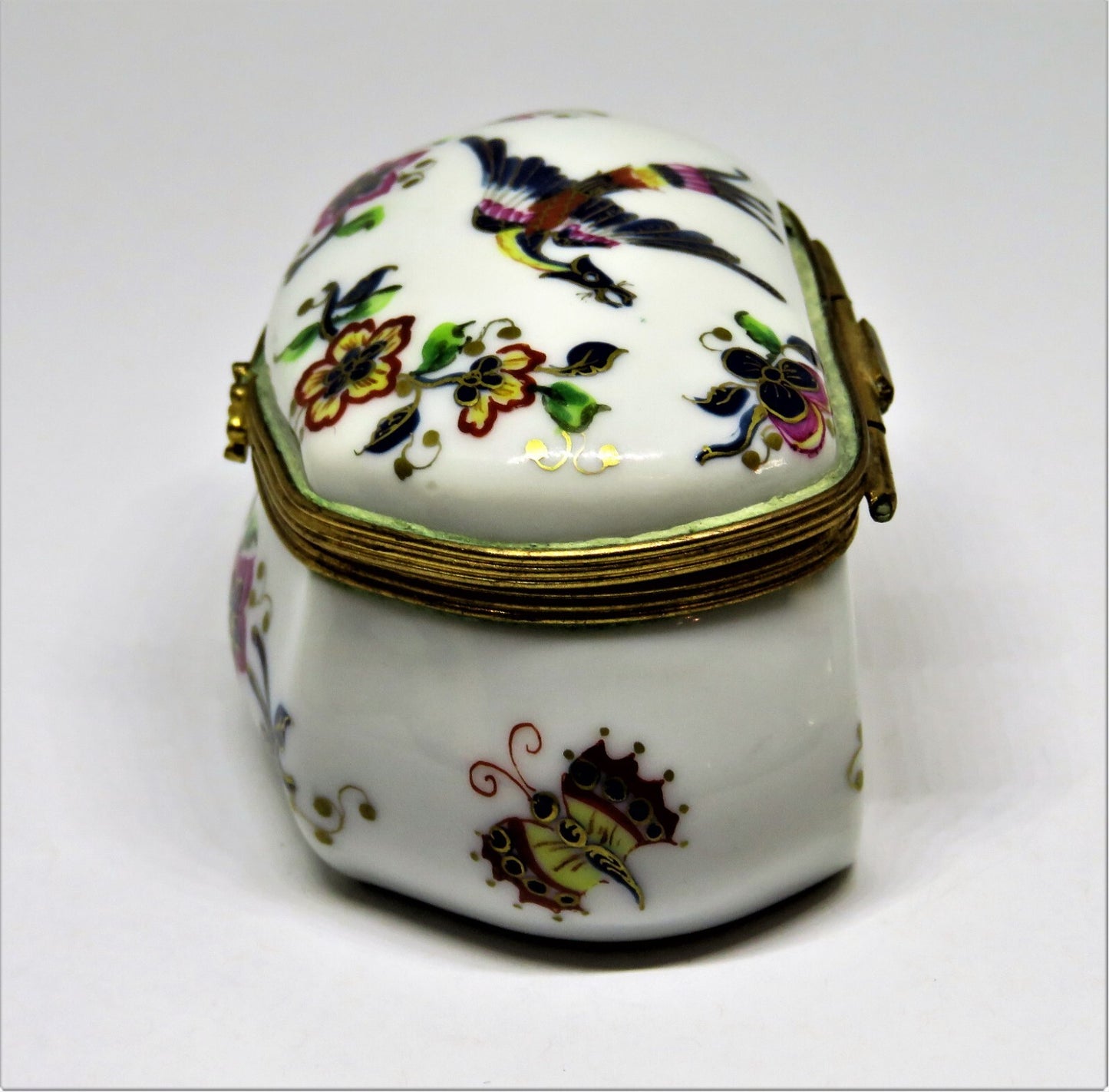 LIMOGES BOX- LE TALLEC -VINTAGE CASKET- BAYEUX - BIRD & FLOWERS & BUTTERFLY 1967