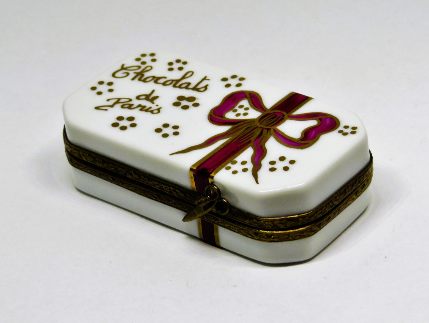 LIMOGES GIFT BOX & CHOCOLATS DE PARIS CANDY TRUFFLES ~ BOW ~ ANNIVERSARY