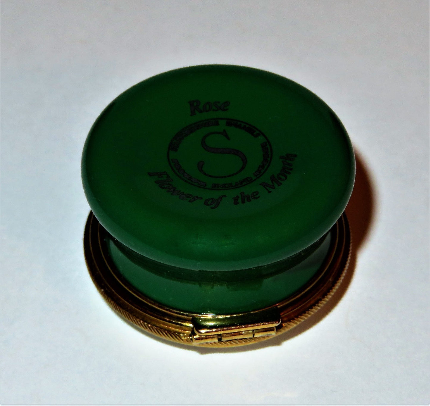 STAFFORDSHIRE ENGLISH ENAMEL BOX - FLOWER OF THE MONTH - JUNE - ROSES - LADYBUG