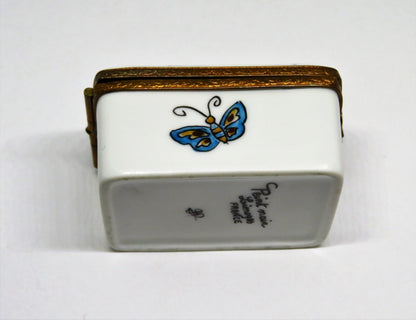 LIMOGES FRANCE BOX - BUTTERFLY & DRAGONFLY RECTANGLE - BUTTERFLY CLASP - INSECTS