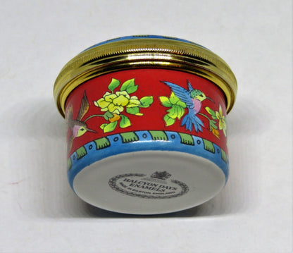 HALCYON DAYS ENAMEL BOX - HUMMINGBIRDS & FLOWERS - BIRDS