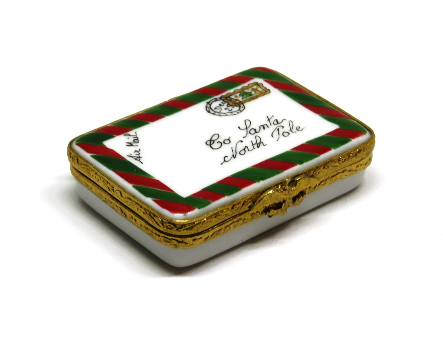 LIMOGES FRANCE BOX - ARTORIA - STAMPED ENVELOPE & LETTER TO SANTA CLAUS - LE 450