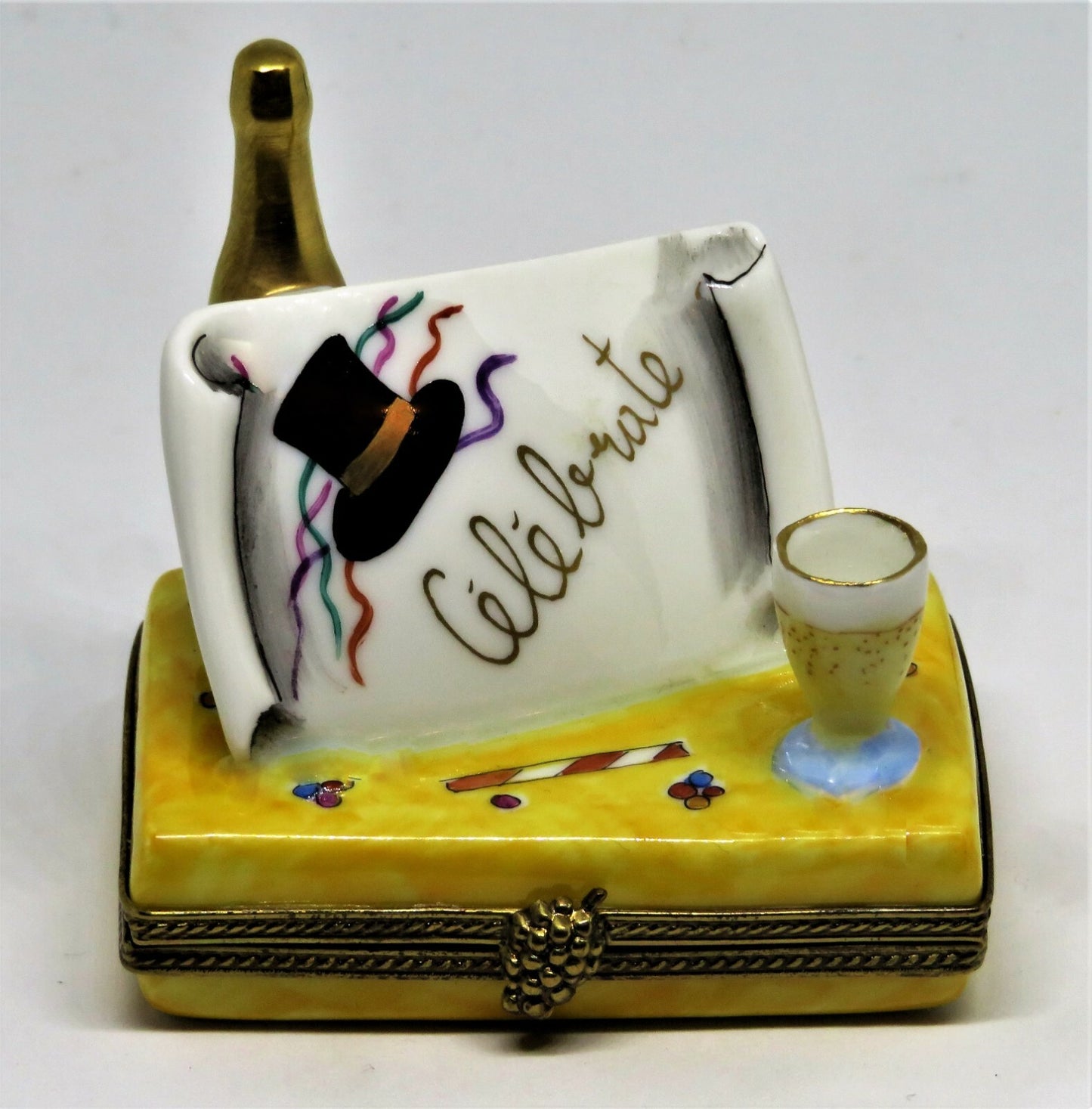 LIMOGES BOX - CHAMART - "CELEBRATE" BANNER & CHAMPAGNE - WEDDING - GRADUATION