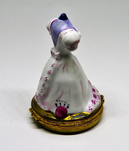 LIMOGES BOX ~ARTORIA~ PROM DRESS ON A MANNEQUIN ~ SEWING ~ SCISSORS ~ PEINT MAIN