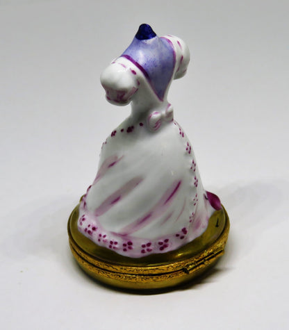 LIMOGES BOX ~ARTORIA~ PROM DRESS ON A MANNEQUIN ~ SEWING ~ SCISSORS ~ PEINT MAIN