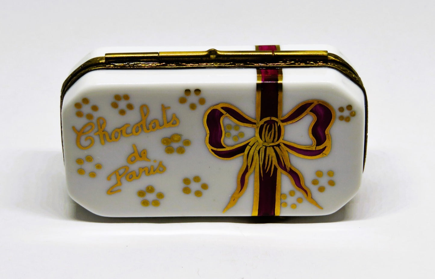 LIMOGES GIFT BOX & CHOCOLATS DE PARIS CANDY TRUFFLES ~ BOW ~ ANNIVERSARY