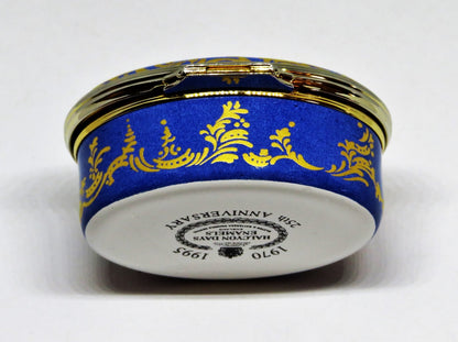 HALCYON DAYS ENGLISH ENAMEL BOX - ANTIQUE LONDON FLORAL - FLOWERS - 18TH CENTURY