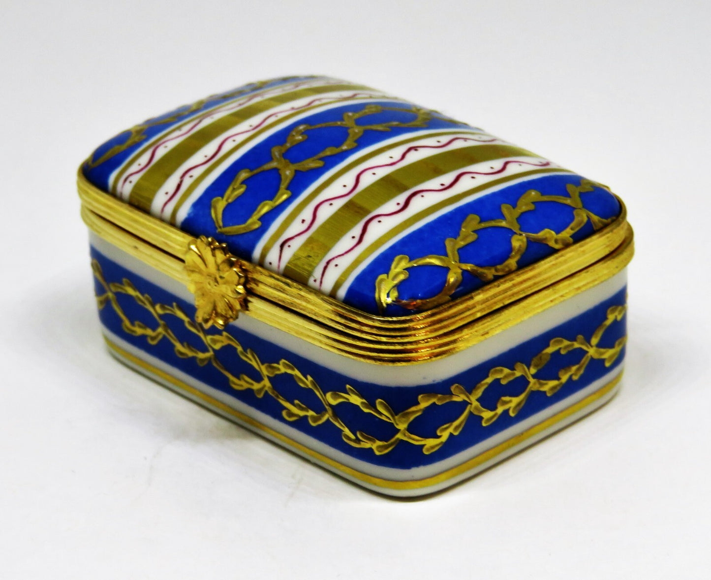LIMOGES FRANCE BOX - LE TALLEC - BLUE & GOLD RECTANGLE - GRIGNAN BLEUE - 1948