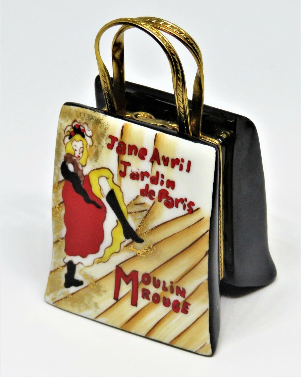 LIMOGES FRANCE BOX - MOULIN ROUGE PURSE & SHOES - TOULOUSE-LAUTREC - PARIS - LE