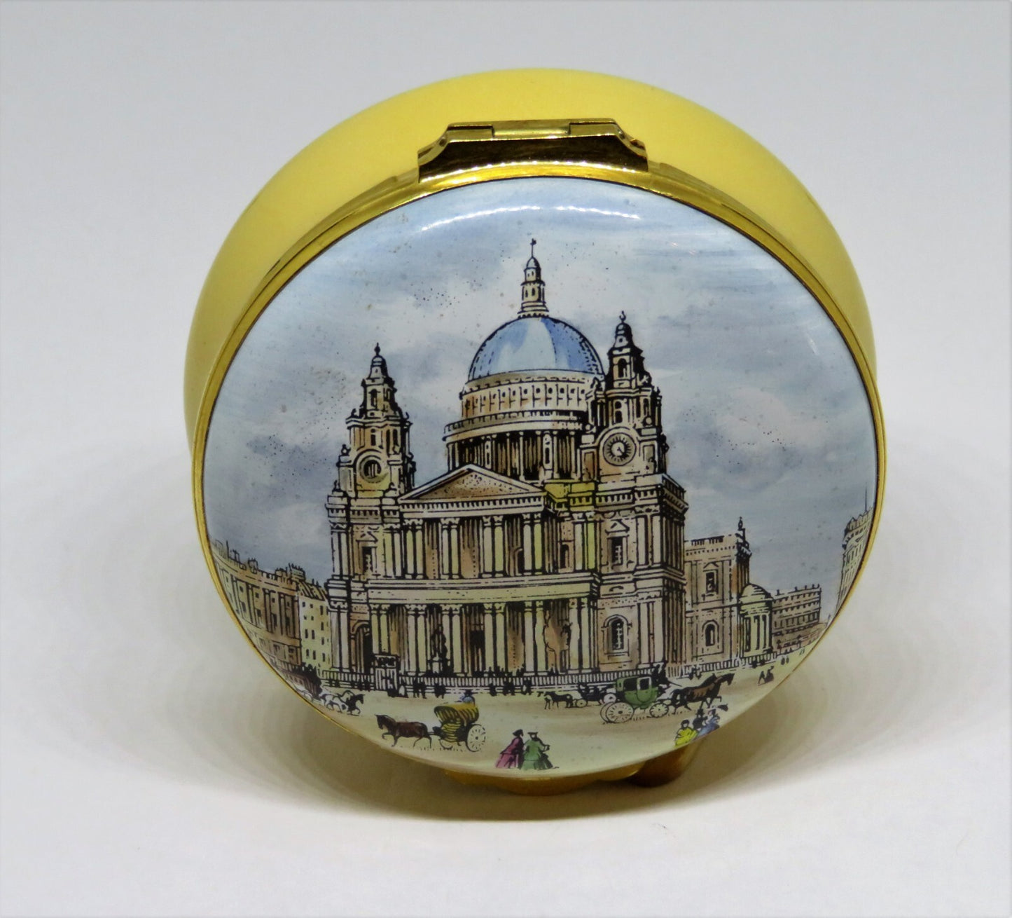 CRUMMLES ENGLISH ENAMEL BOX - VINTAGE VICTORIAN SCENE - ST. PAUL'S CATHEDRAL