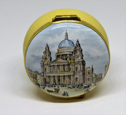 CRUMMLES ENGLISH ENAMEL BOX - VINTAGE VICTORIAN SCENE - ST. PAUL'S CATHEDRAL