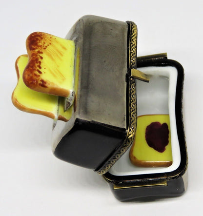 LIMOGES FRANCE BOX~ GR ~ RETRO CHROME TOASTER ~ 3D PIECE OF TOAST & JELLY INSIDE
