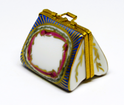 LIMOGES FRANCE BOX - SEVRES STYLE PURSE & HANDLE - FLOWERS - ROSES - HANDBAGS