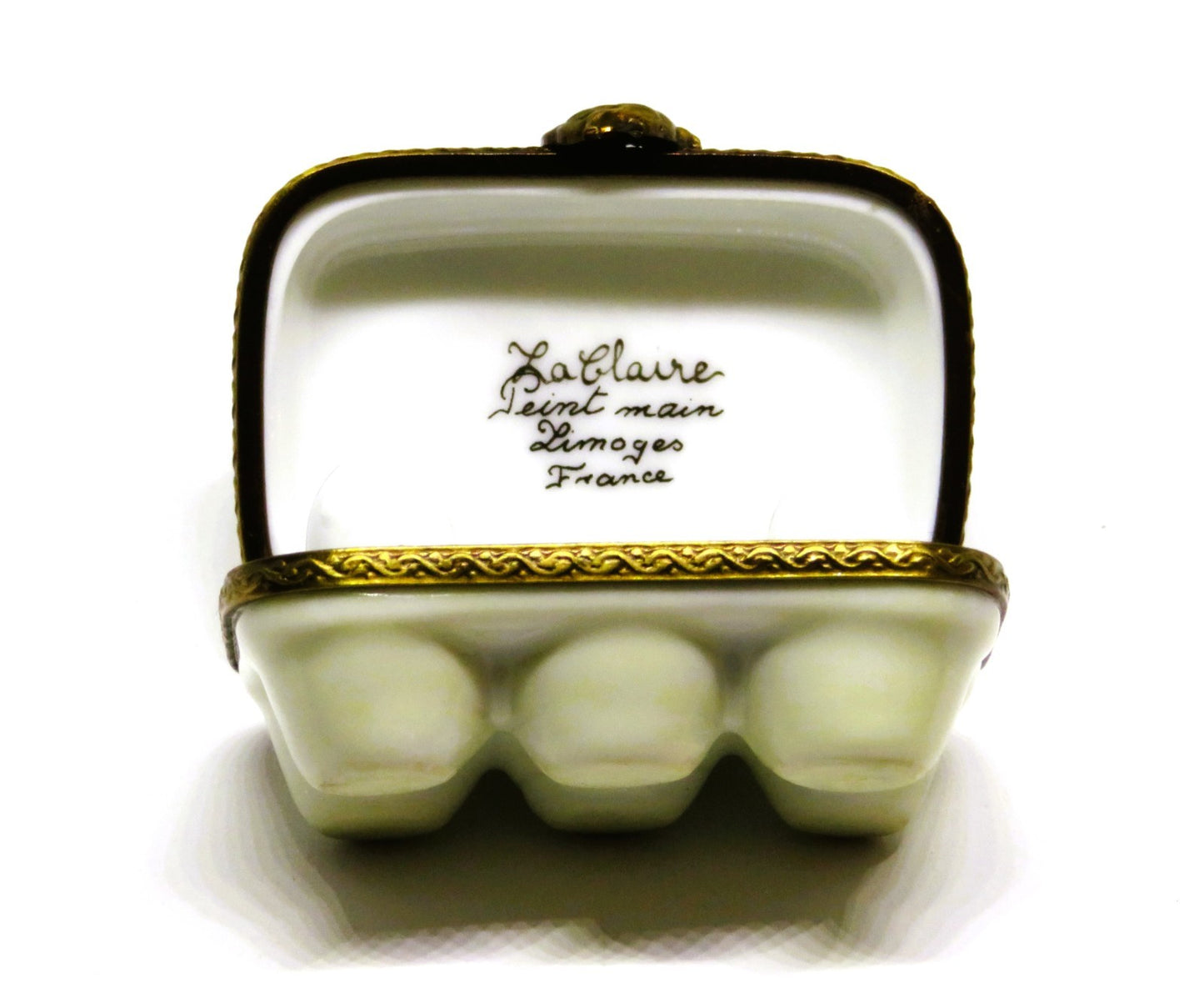 LIMOGES FRANCE BOX - LA CLAIRE - EGG CARTON & SIX ORGANIC EGGS - HENS - CHICKENS