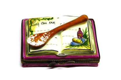 LIMOGES BOX - COOKBOOK & 'WOODEN' SPOON - COQ AU VIN RECIPE - CHICKEN & WINE