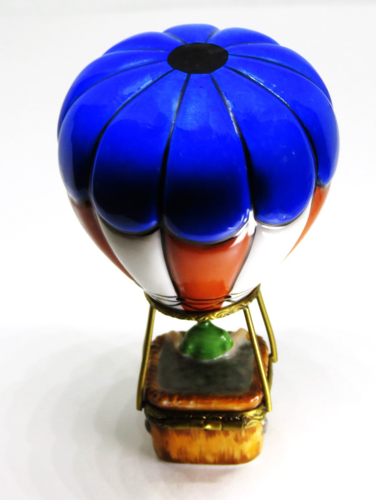 LIMOGES FRANCE BOX- 2 PIECE ATTACHED HOT AIR BALLOON - WICKER BASKET - PASSENGER