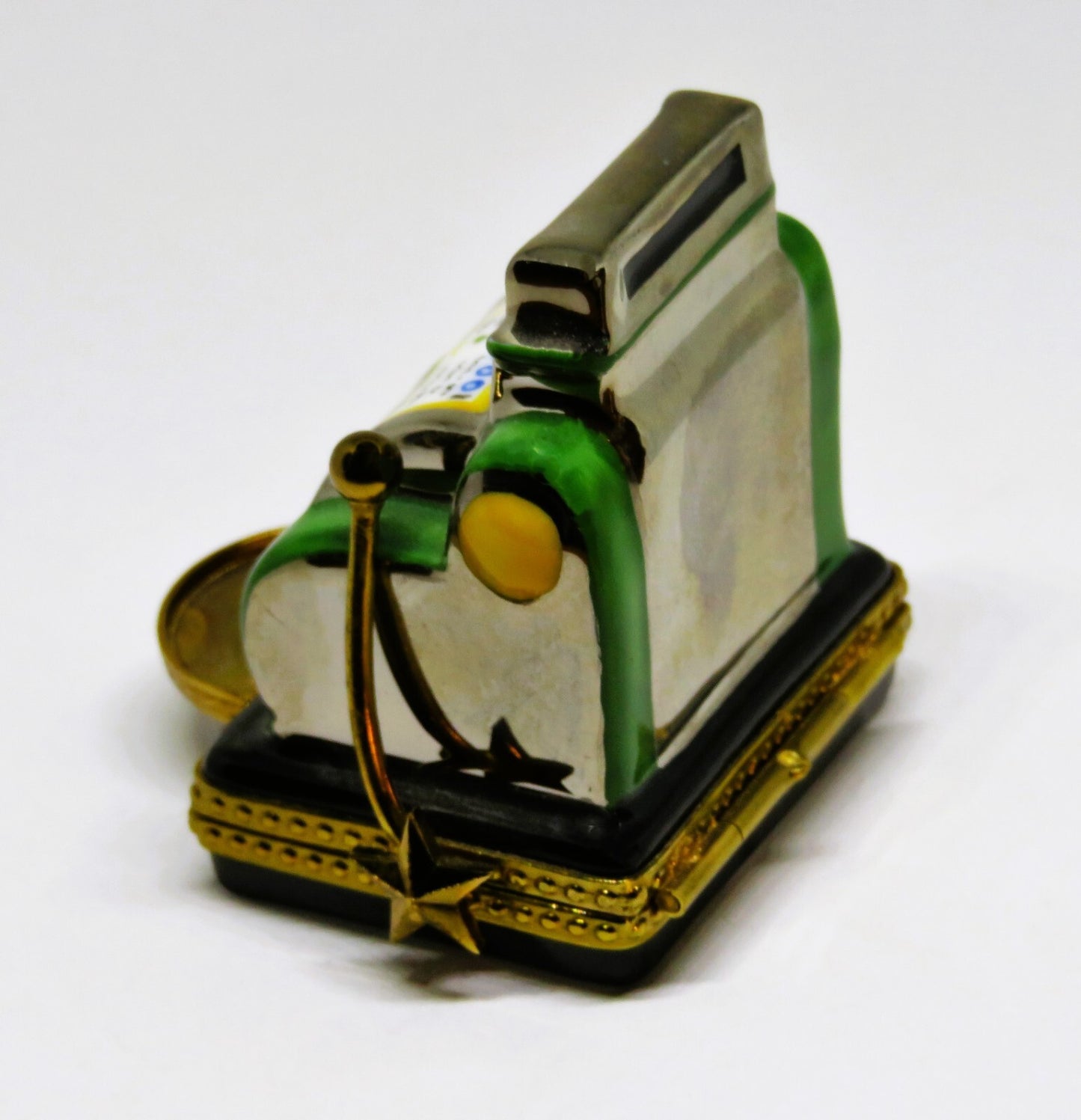 LIMOGES FRANCE BOX - ANTIQUE SLOT MACHINE - ONE-ARMED BANDIT - METAL HOPPER