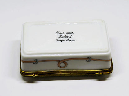 LIMOGES FRANCE BOX ~ ROCHARD ~ 3 LITTLE ANGELS ~ PINK HEARTS ~ "GOD BLESS YOU!"