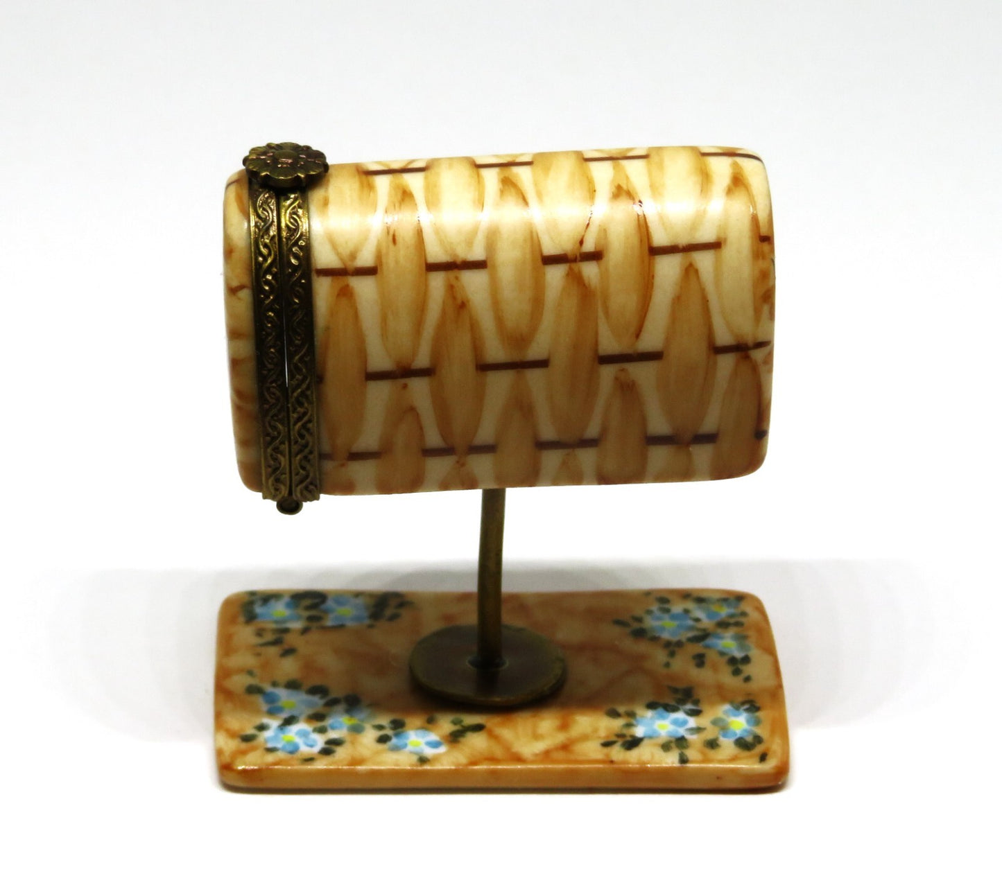 LIMOGES MAIL BOX & STAND & FLOWERS ~ NEWSPAPER & PARIS POSTCARD ~ PEINT MAIN