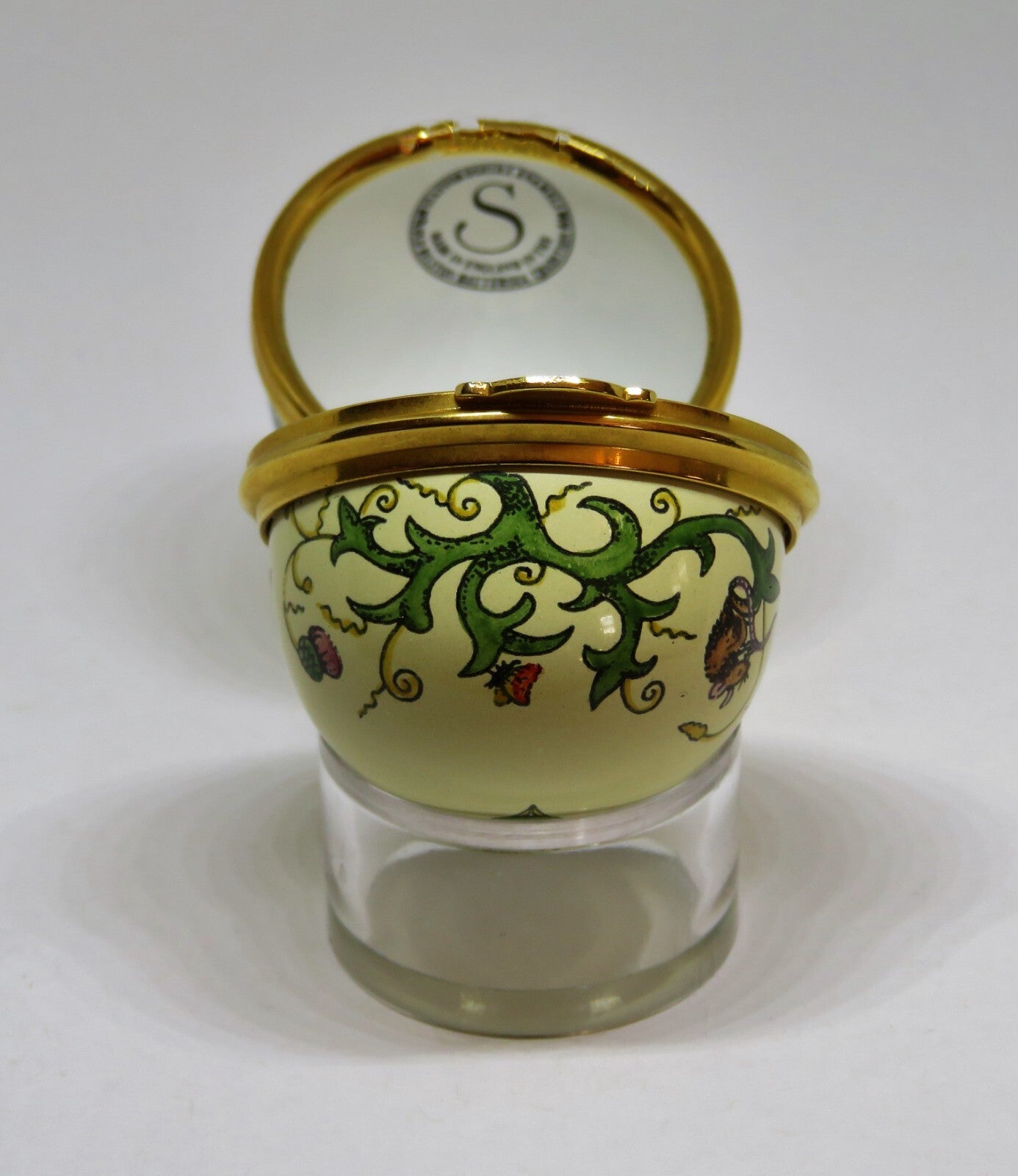 STAFFORDSHIRE ENGLISH ENAMEL BOX - VINTAGE EGG - MICE - BUTTERFLY - DRAGONFLY